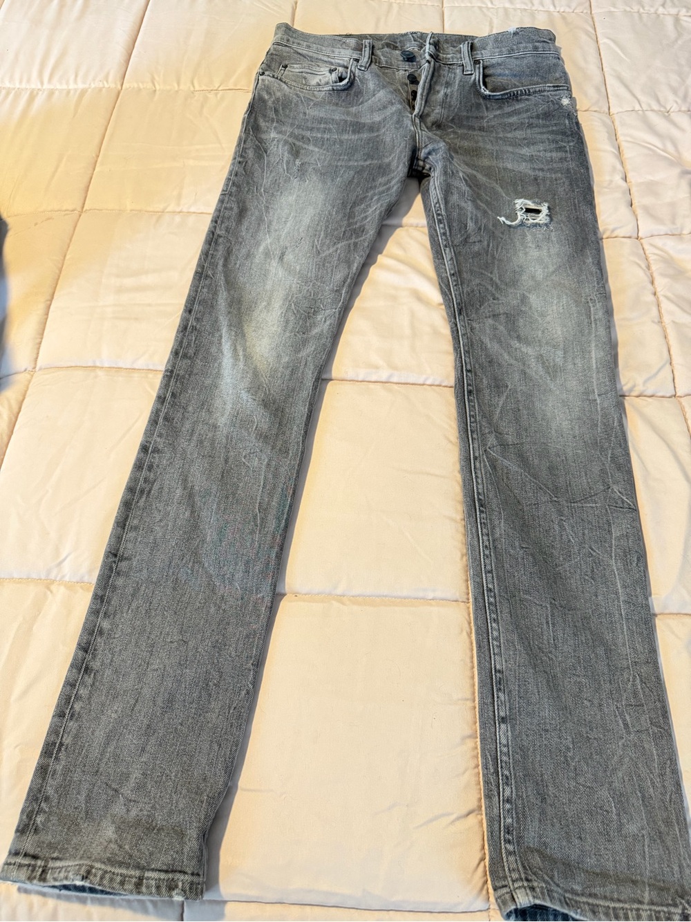 AllSaints  Grey Distressed Cigarette Jeans